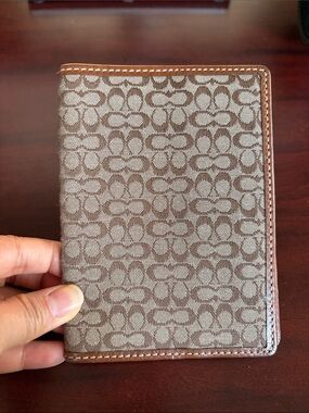 Coach Brown Signature Passport Holder